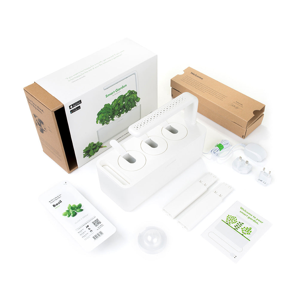 Click & grow Smart Garden 3 Indoor Kräutergarten weiß Lieferumfang