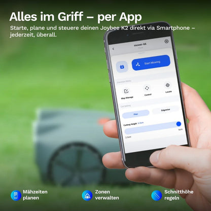 Joybee K2 – Kabelloser Mähroboter für präzises, gleichmäßiges Mähbild