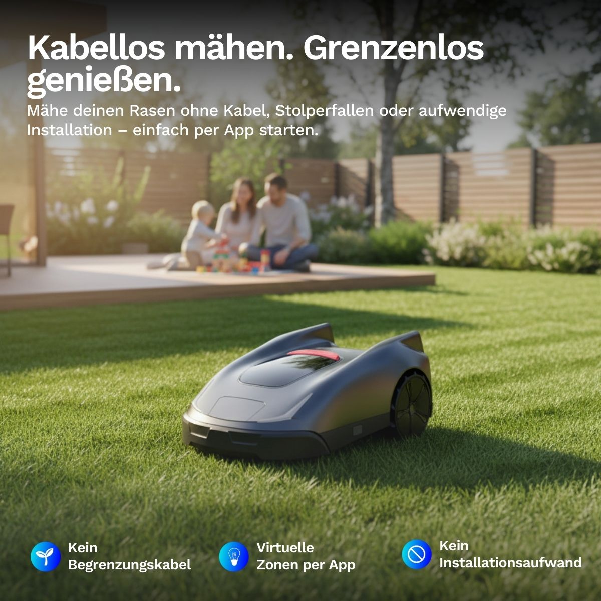 Joybee K2 – Kabelloser Mähroboter für präzises, gleichmäßiges Mähbild