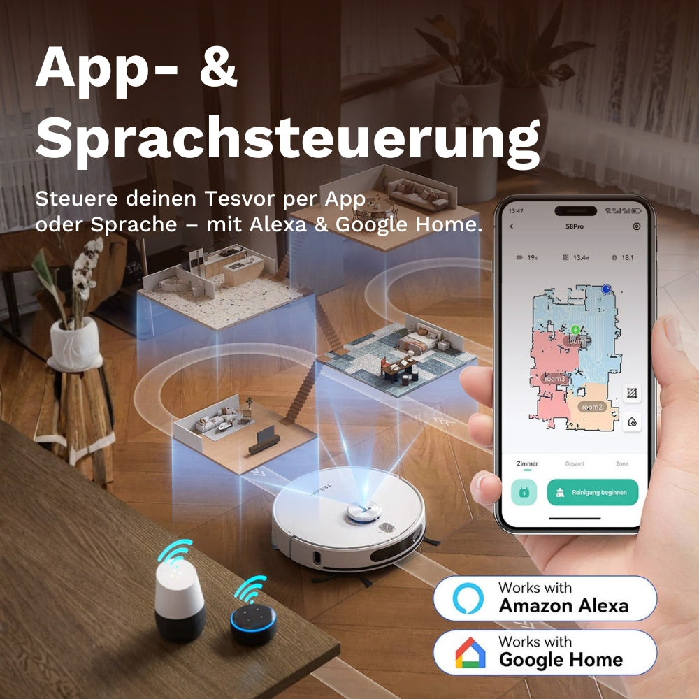 Tesvor S8 Max - Saug und Wischroboter mit automatischer Staubbox-Reinigung (Upgraded Version)