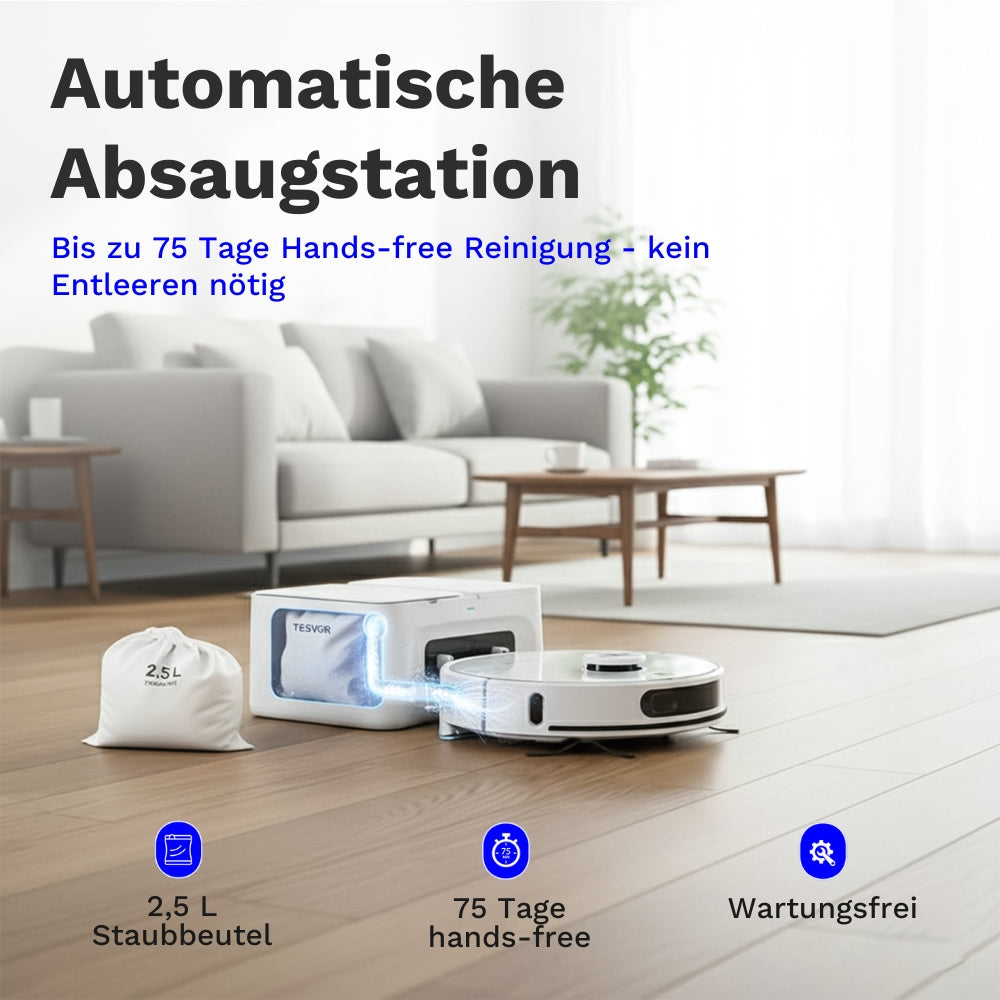 Tesvor S8 Max - Saug und Wischroboter mit automatischer Staubbox-Reinigung (Upgraded Version)